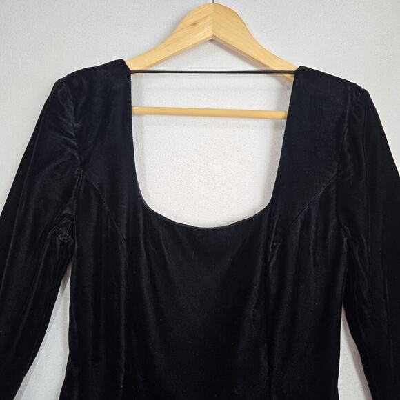 VTG Velvet Top Vtg Sz 7/8 Black Low Back Satin Bow Formal Goth M - Picture 3 of 16